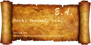 Berki Annamária névjegykártya